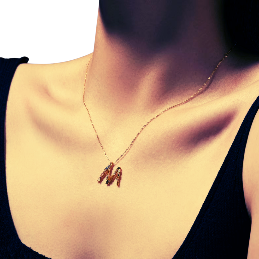 Identity Jewel | Initial in 925 Silver and Multicolored Stones
