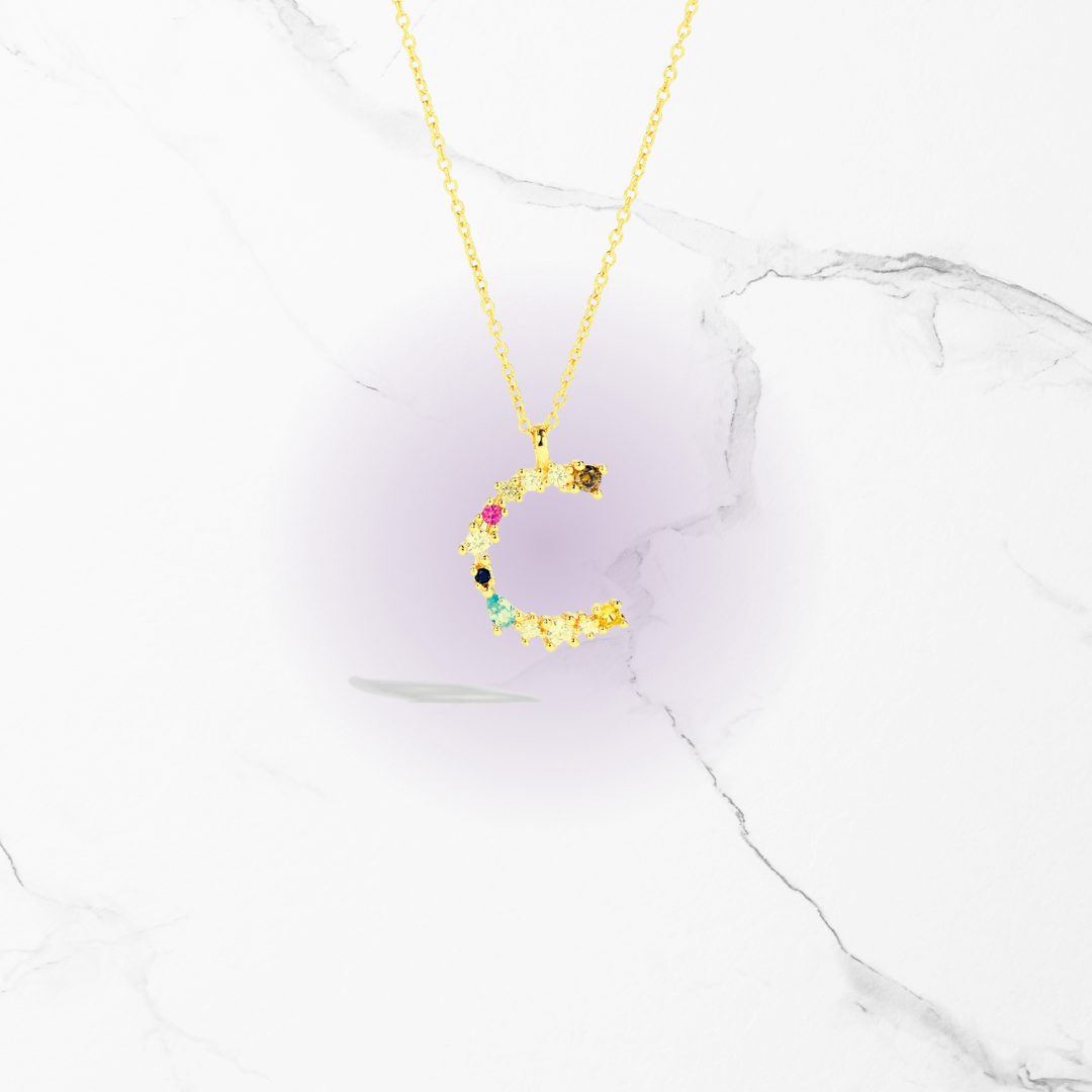 Identity Jewel | Initial in 925 Silver and Multicolored Stones