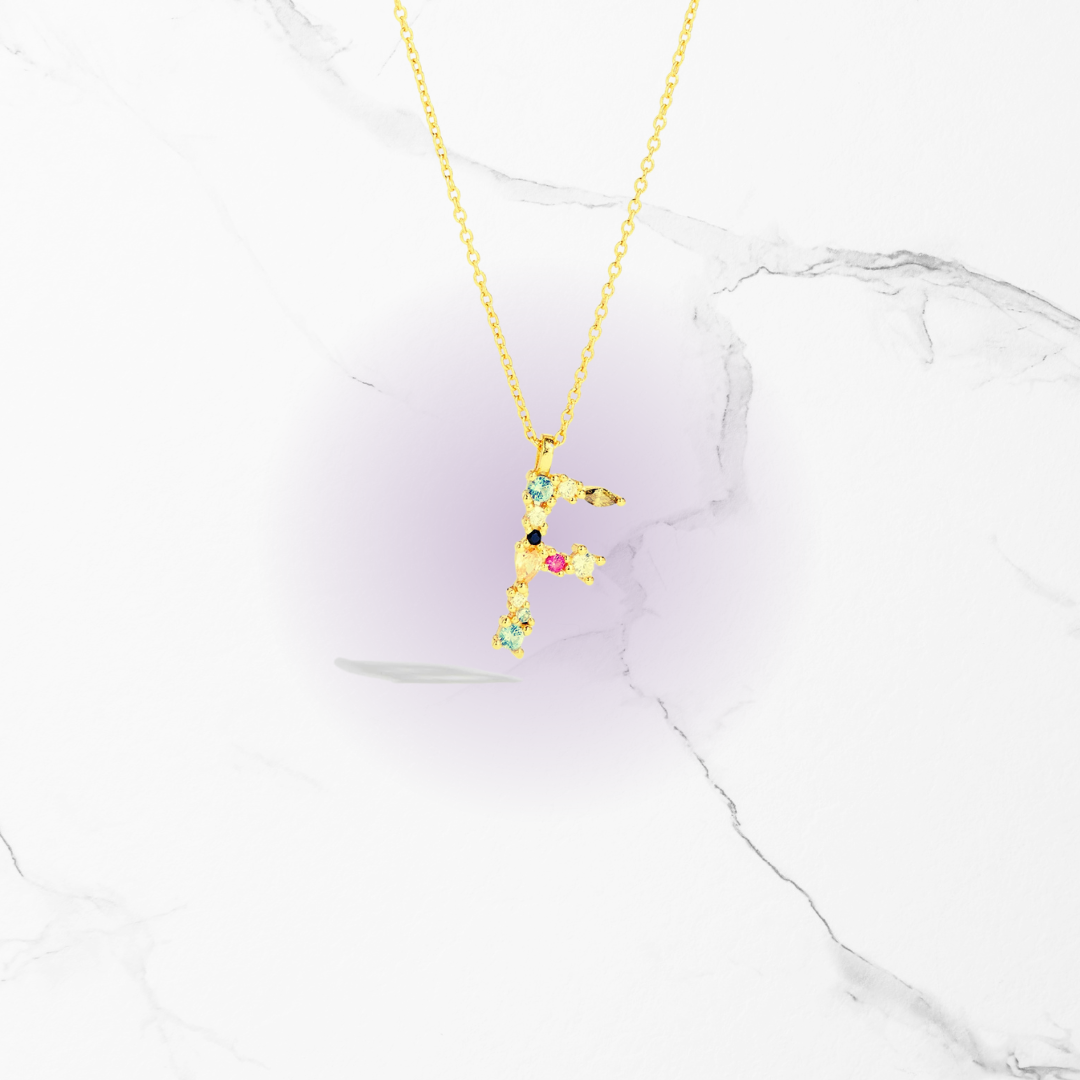 Identity Jewel | Initial in 925 Silver and Multicolored Stones