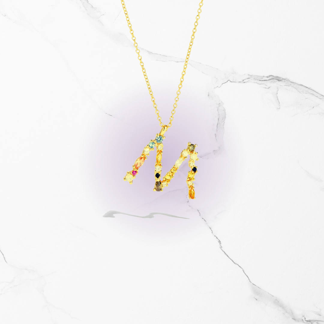 Identity Jewel | Initial in 925 Silver and Multicolored Stones