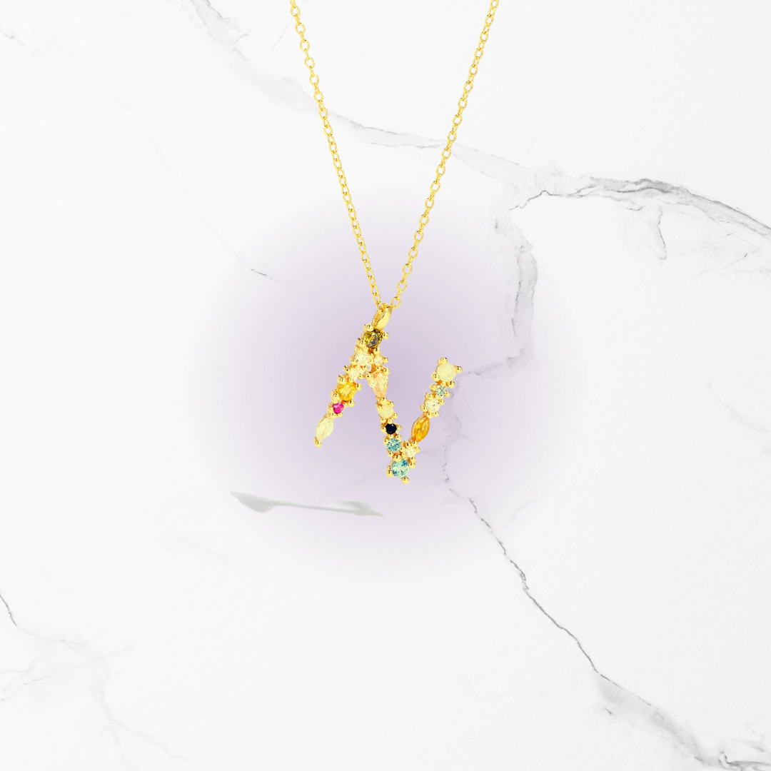 Identity Jewel | Initial in 925 Silver and Multicolored Stones