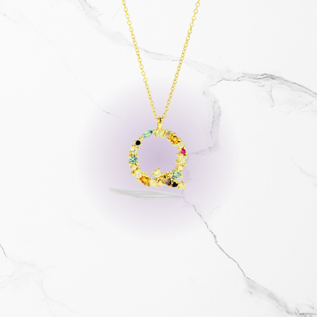 Identity Jewel | Initial in 925 Silver and Multicolored Stones