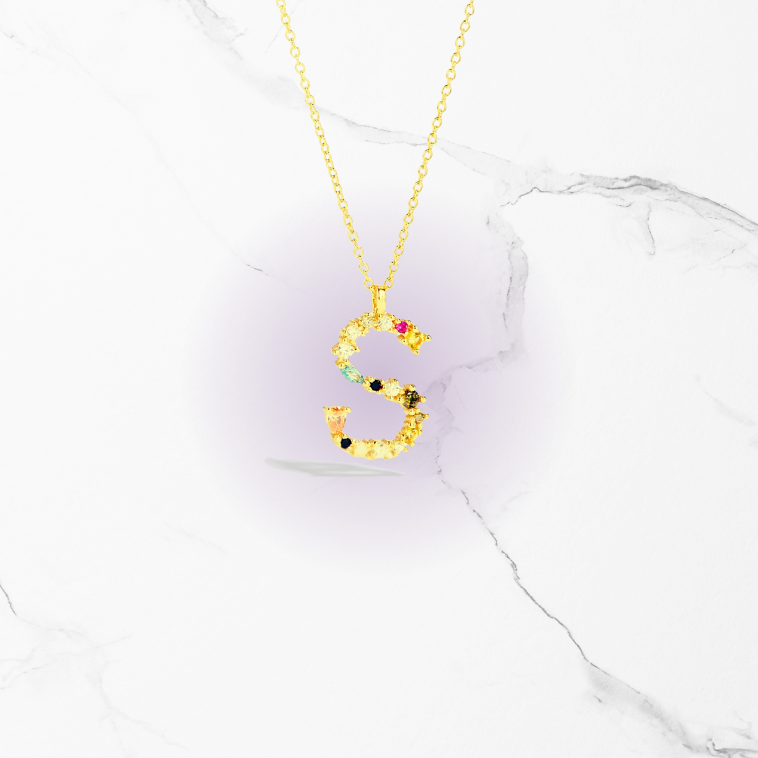 Identity Jewel | Initial in 925 Silver and Multicolored Stones