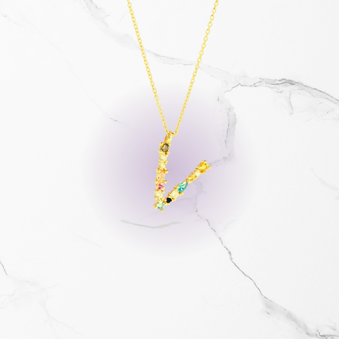 Identity Jewel | Initial in 925 Silver and Multicolored Stones