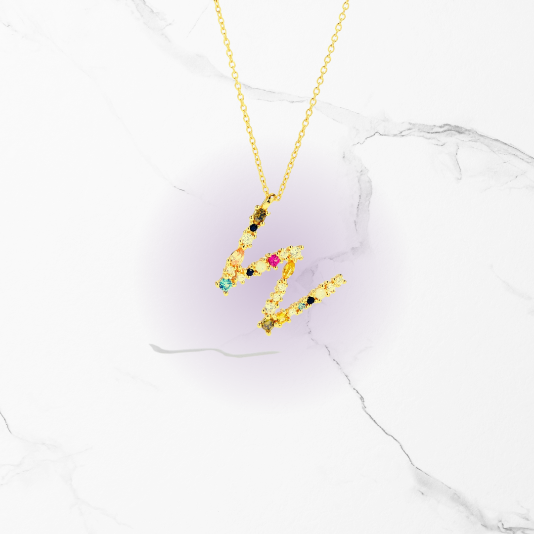 Identity Jewel | Initial in 925 Silver and Multicolored Stones