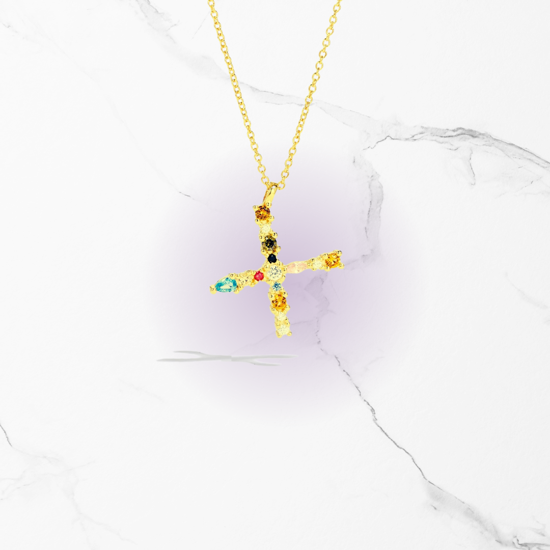 Identity Jewel | Initial in 925 Silver and Multicolored Stones