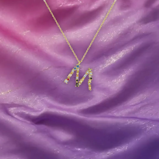 Gioiello Identità | Iniziale in Argento 925 e Pietre Multicolore