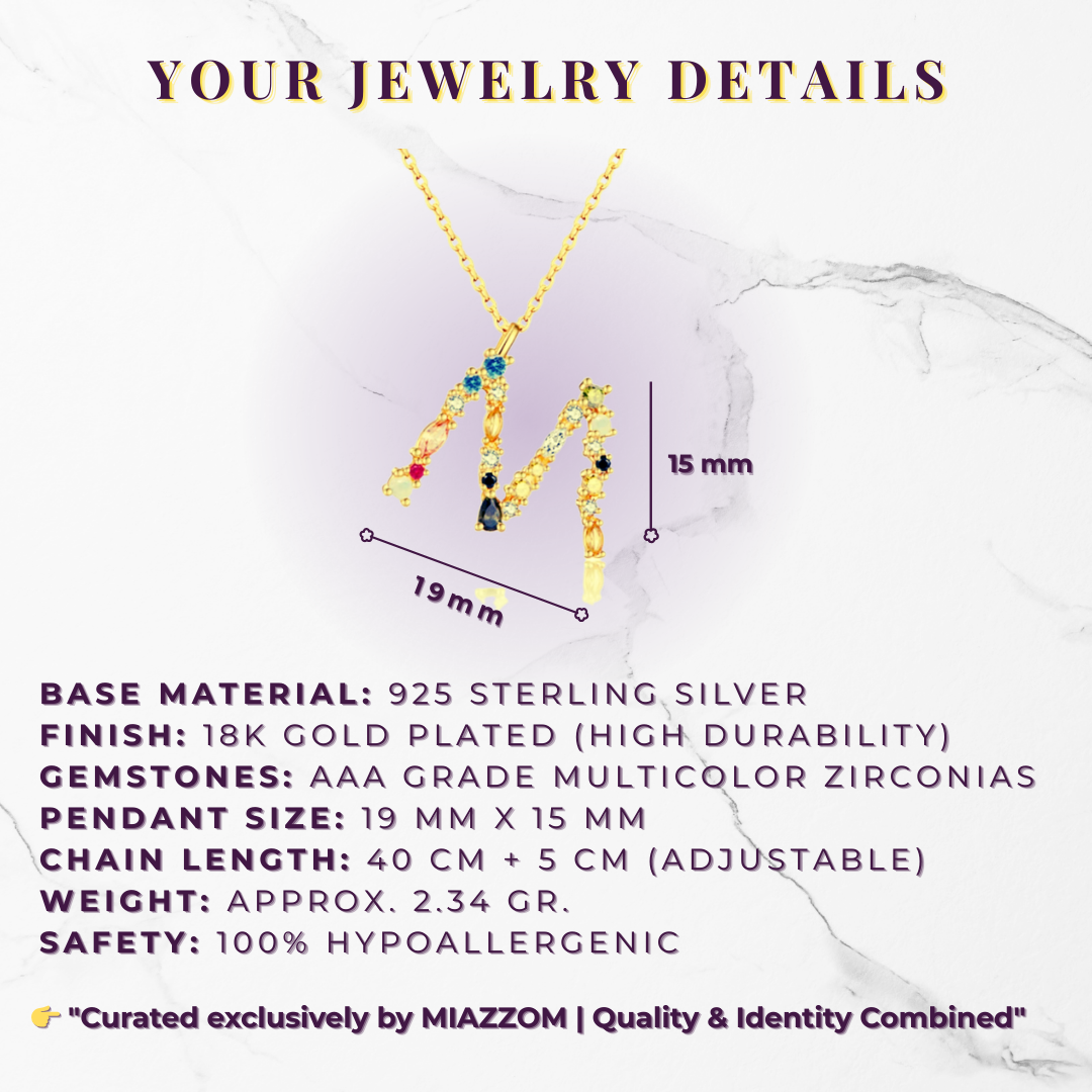 Identity Jewel | Initial in 925 Silver and Multicolored Stones